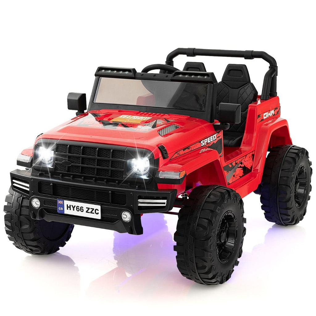 24V Voiture électrique 2 Places Enfants avec Télécommande 2,4G Musique LED Démarrage Lent 2 Vitesses Charge 35kg pour 3-8 Ans+ Rouge/Rose/Vert