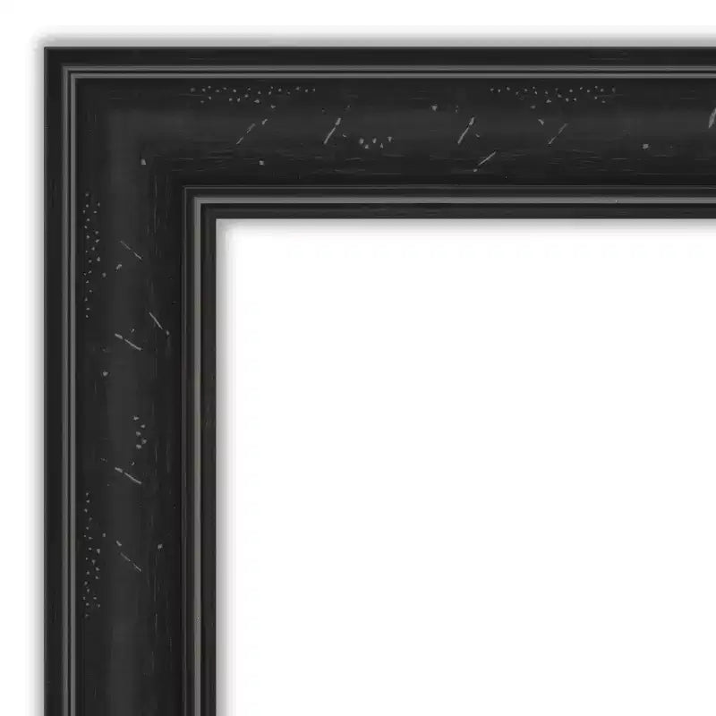 Espejo de pared de 22 x 28 pulgadas con marco estrecho «Shipwreck Black» (sin bisel): rectangular moderno, marco de poliestireno, incluye herrajes de montaje
