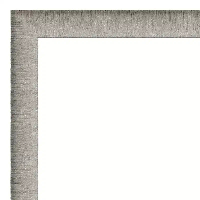 Elegante espejo de pared estrecho para baño, cuadrado, sin bisel, color peltre cepillado, de 29" x 29", para montar en la pared, incluye accesorios