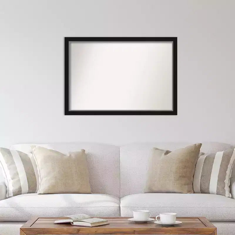 39" x 27" schmaler Wandspiegel in Schwarz-Silber ohne Facettenschliff