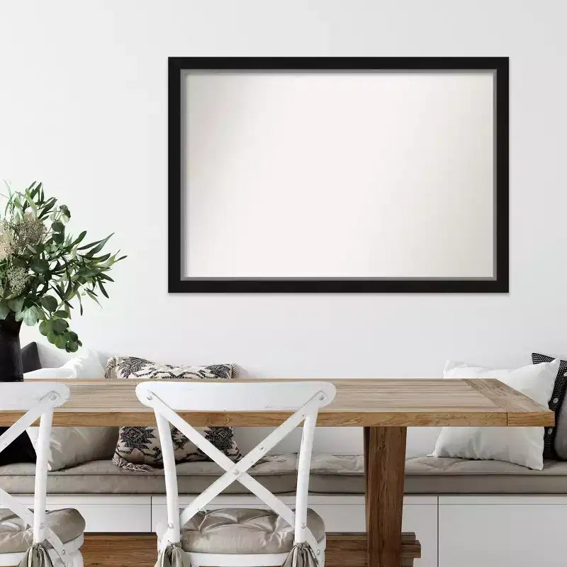 39" x 27" schmaler Wandspiegel in Schwarz-Silber ohne Facettenschliff