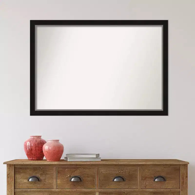 39" x 27" schmaler Wandspiegel in Schwarz-Silber ohne Facettenschliff