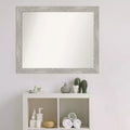Miroir mural étroit sans biseau de 32" x 26" pour salle de bain, gris patiné : matériel de montage inclus