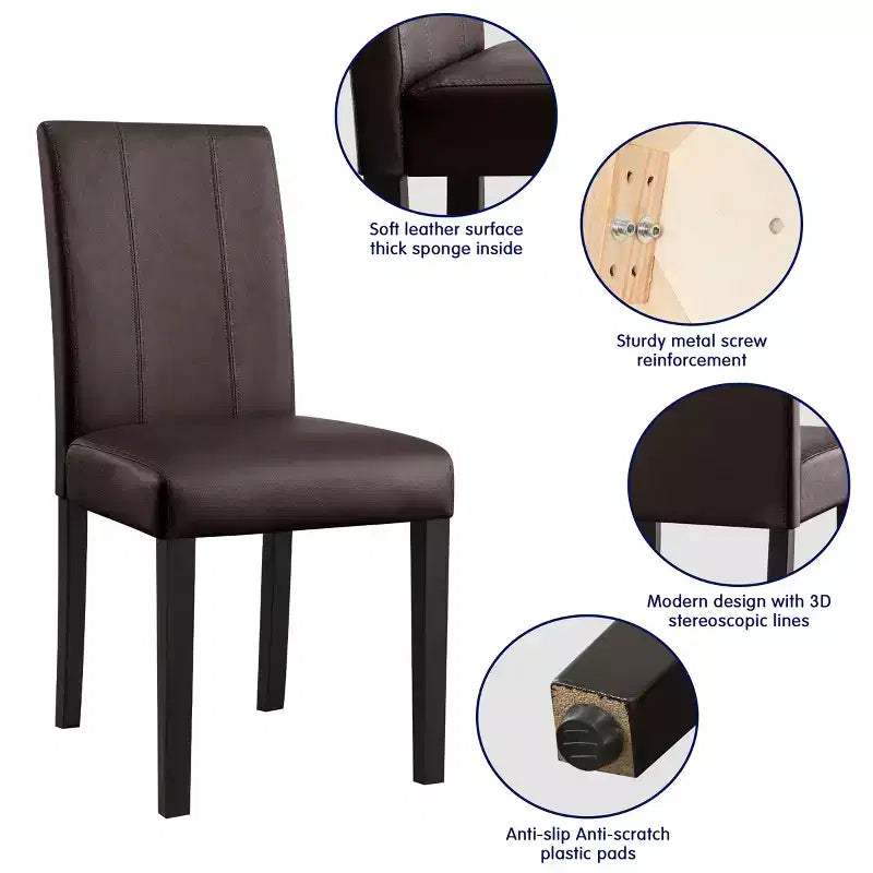 Lot de 2 chaises de salle à manger d’intérieur en similicuir, chaises modernes pour la maison