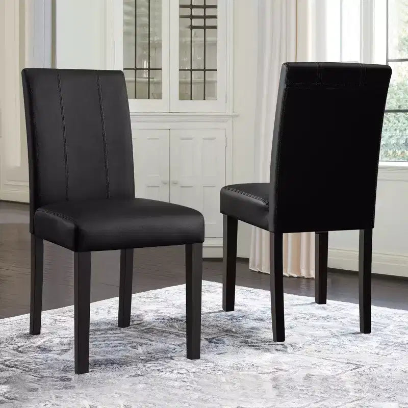 Juego de 2 sillas de comedor para interior de cuero sintético, sillas modernas para el hogar