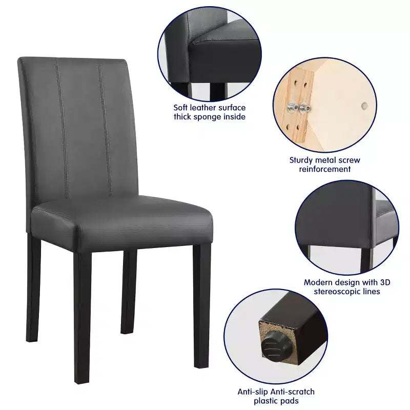 Lot de 2 chaises de salle à manger d’intérieur en similicuir, chaises modernes pour la maison