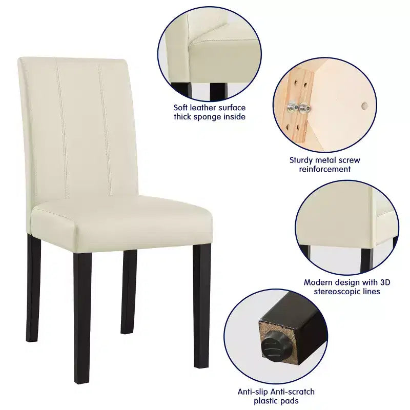Lot de 2 chaises de salle à manger d’intérieur en similicuir, chaises modernes pour la maison