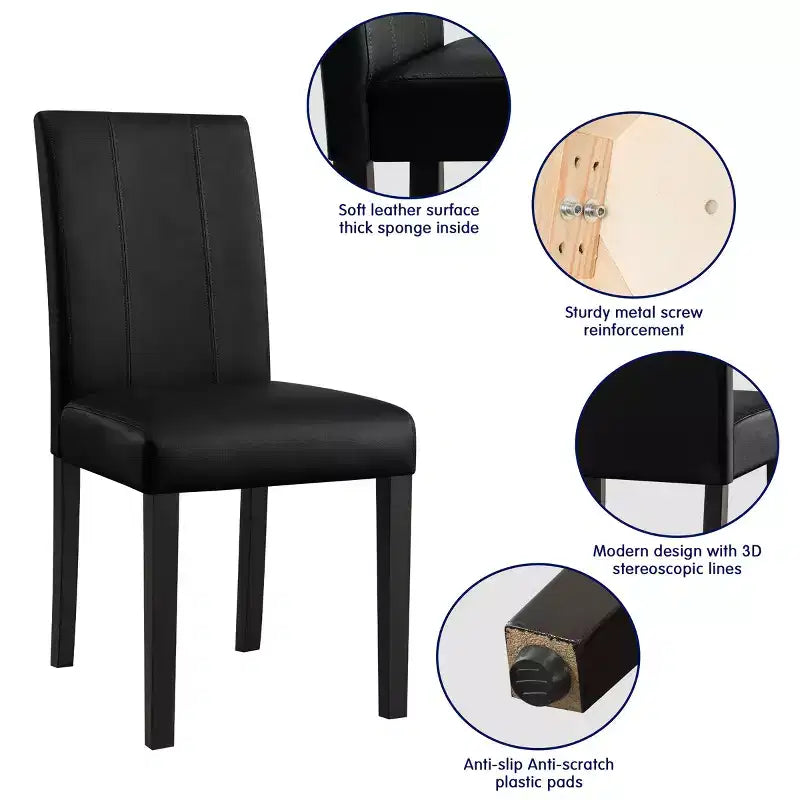 Juego de 2 sillas de comedor para interior de cuero sintético, sillas modernas para el hogar