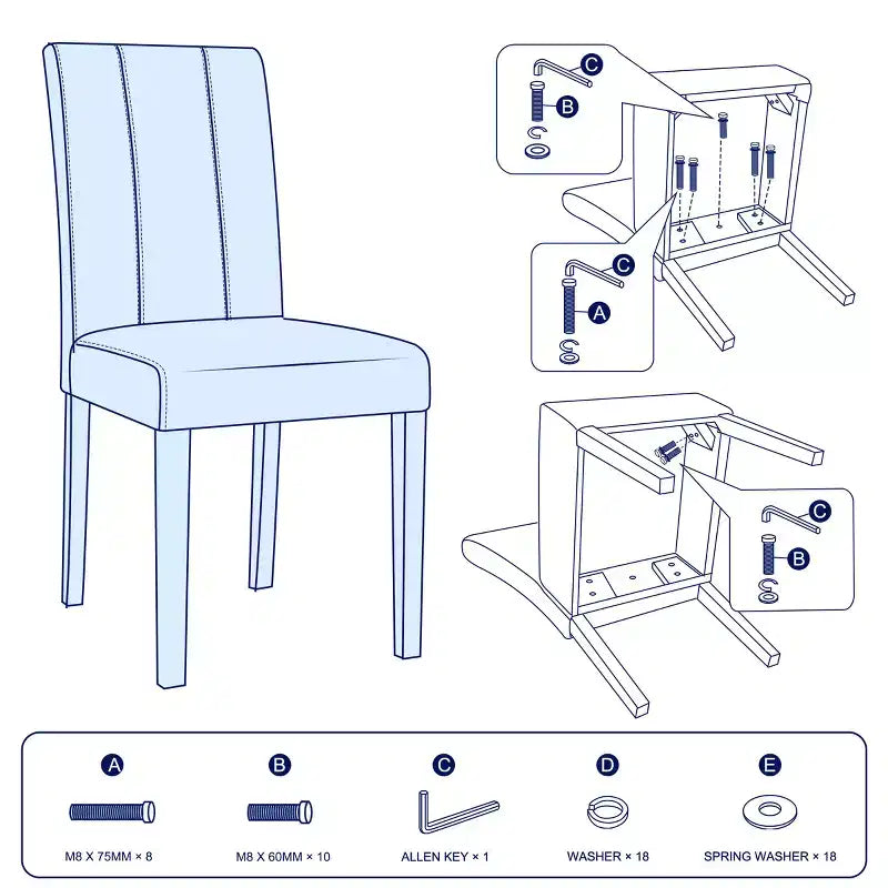 Lot de 2 chaises de salle à manger d’intérieur en similicuir, chaises modernes pour la maison