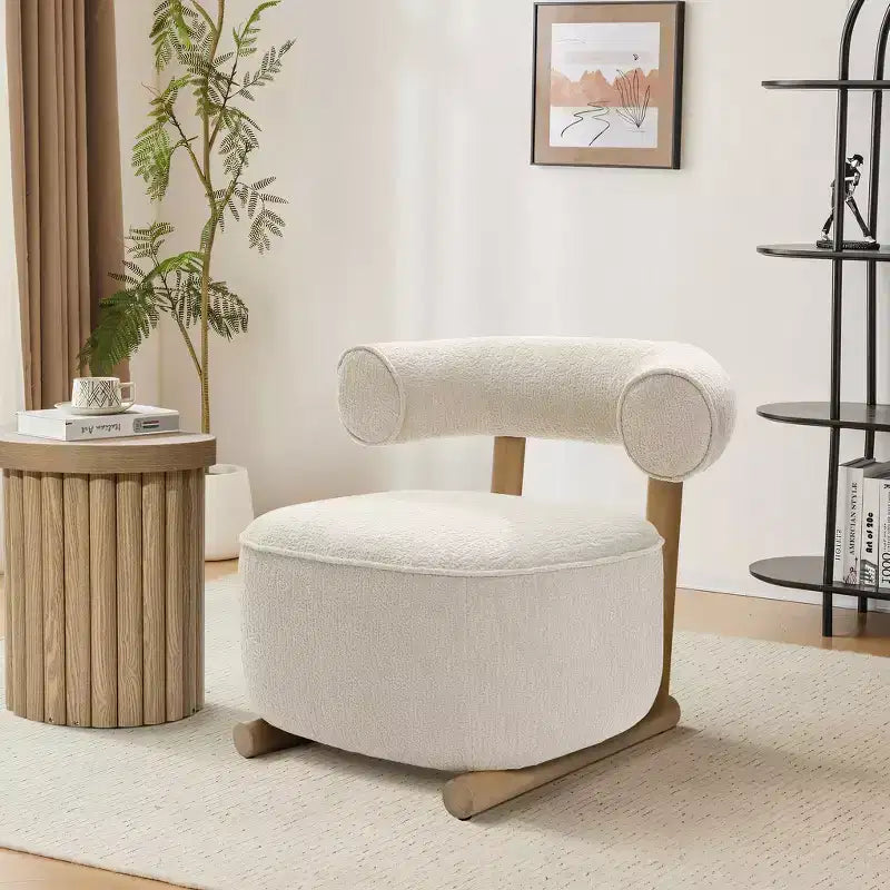 Gepolsterter moderner Akzentstuhl in U-Form, Creme und Beige