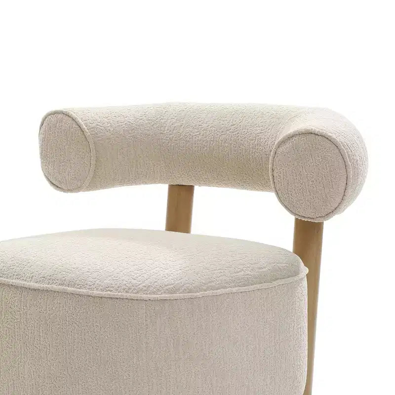 Gepolsterter moderner Akzentstuhl in U-Form, Creme und Beige