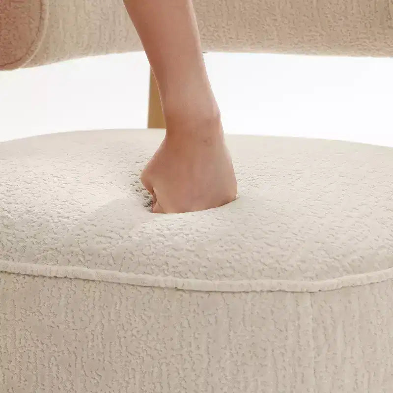 Gepolsterter moderner Akzentstuhl in U-Form, Creme und Beige
