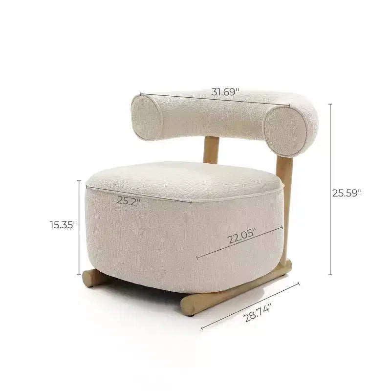 Gepolsterter moderner Akzentstuhl in U-Form, Creme und Beige