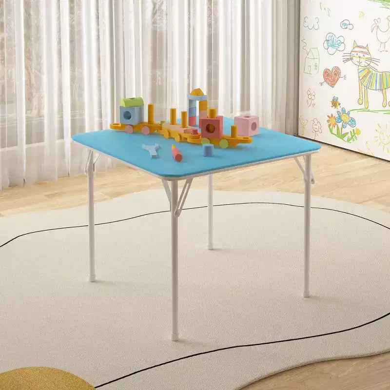 Klappbarer quadratischer Kindertisch, tragbarer Karten- und Spieltisch, Schwarz/Blau