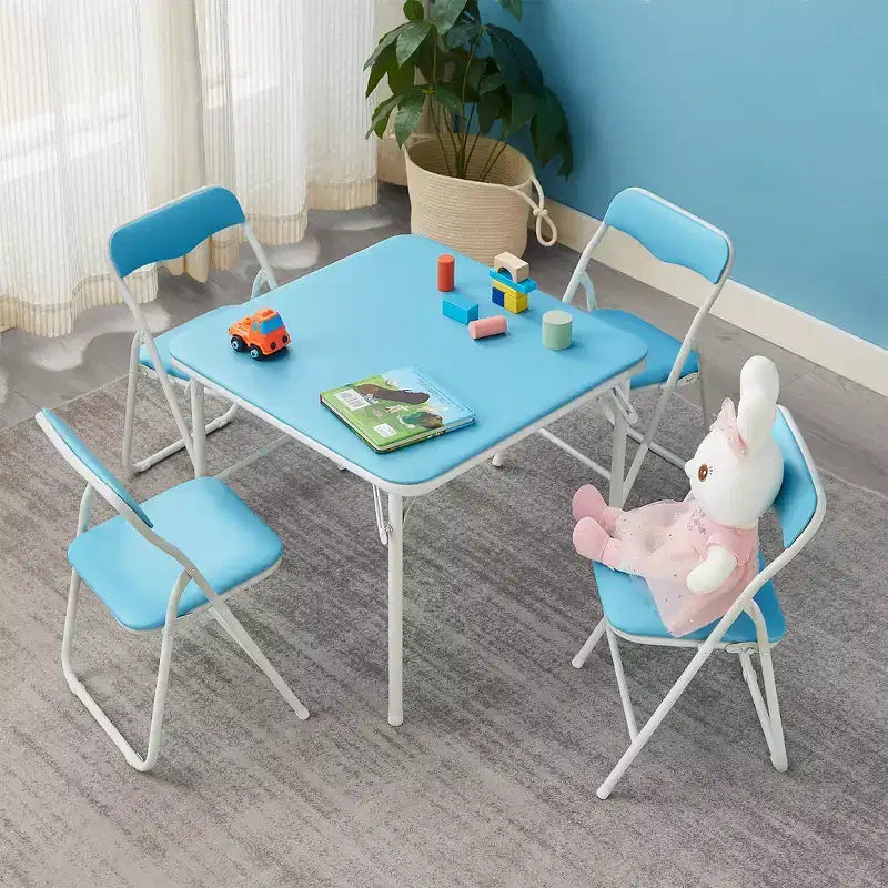Klappbarer quadratischer Kindertisch, tragbarer Karten- und Spieltisch, Schwarz/Blau