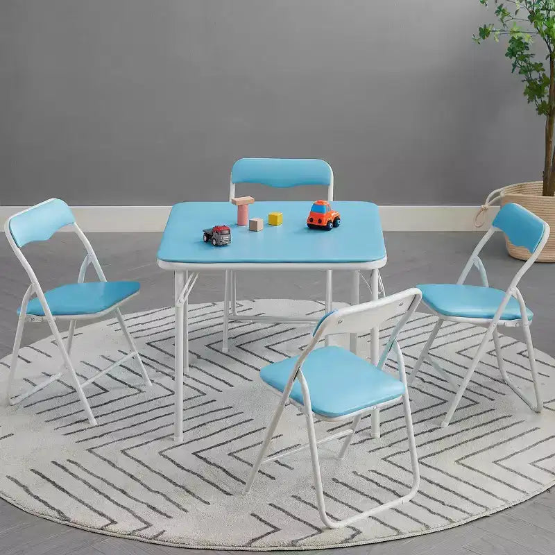 Klappbarer quadratischer Kindertisch, tragbarer Karten- und Spieltisch, Schwarz/Blau