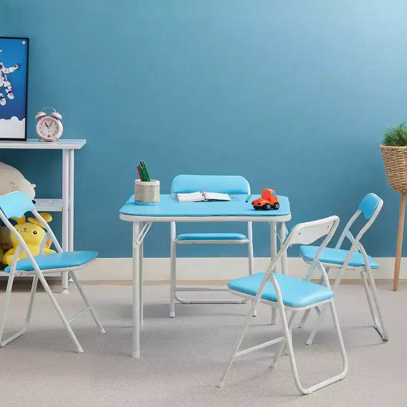 Klappbarer quadratischer Kindertisch, tragbarer Karten- und Spieltisch, Schwarz/Blau