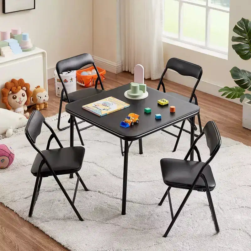 Klappbarer quadratischer Kindertisch, tragbarer Karten- und Spieltisch, Schwarz/Blau
