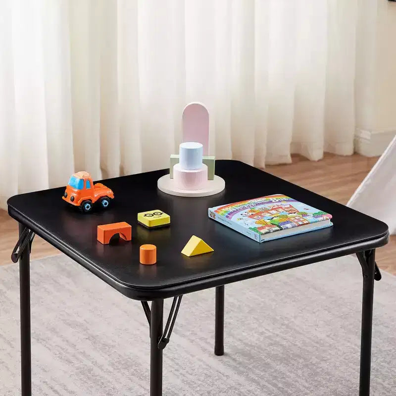 Klappbarer quadratischer Kindertisch, tragbarer Karten- und Spieltisch, Schwarz/Blau