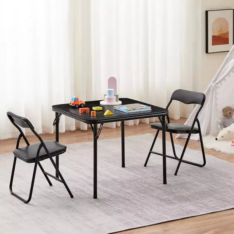 Klappbarer quadratischer Kindertisch, tragbarer Karten- und Spieltisch, Schwarz/Blau