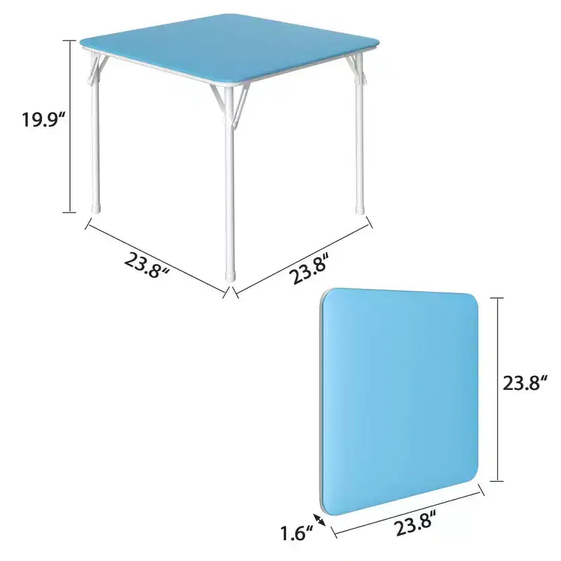 Klappbarer quadratischer Kindertisch, tragbarer Karten- und Spieltisch, Schwarz/Blau