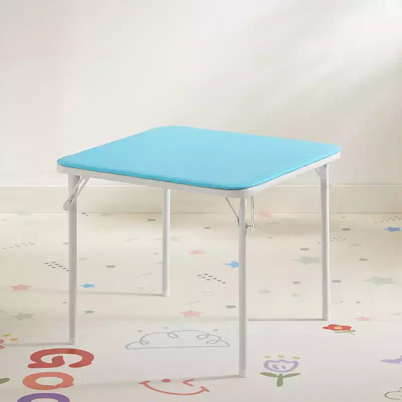 Mesa plegable cuadrada para niños, portátil, para cartas y juegos, negra/azul