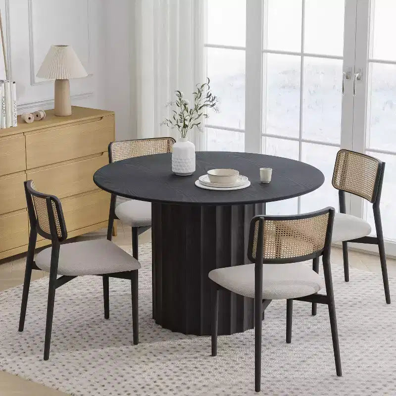 Mesa de comedor redonda de madera maciza de 46
