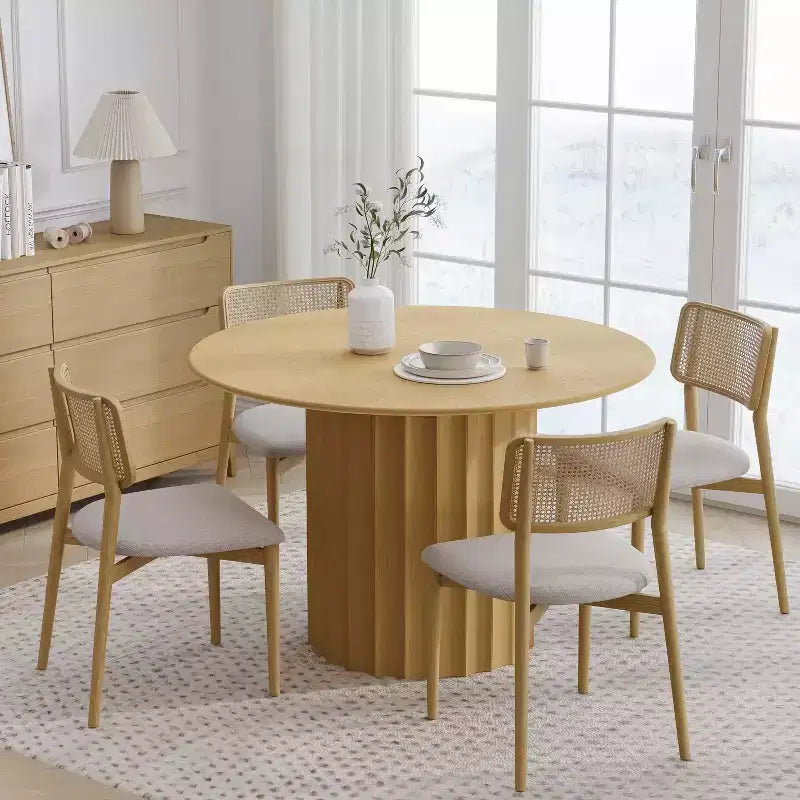 Table de salle à manger ronde en bois massif de 46, table de cuisine