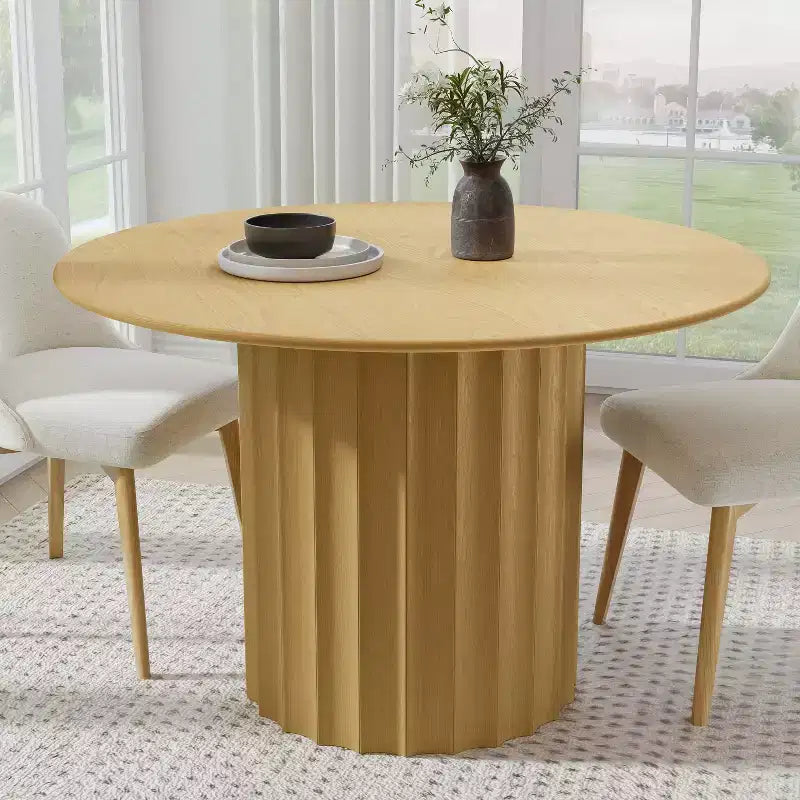 Mesa de comedor redonda de madera maciza de 46