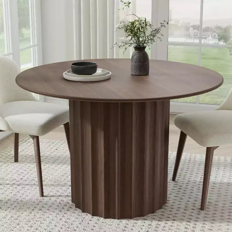 Mesa de comedor redonda de madera maciza de 46