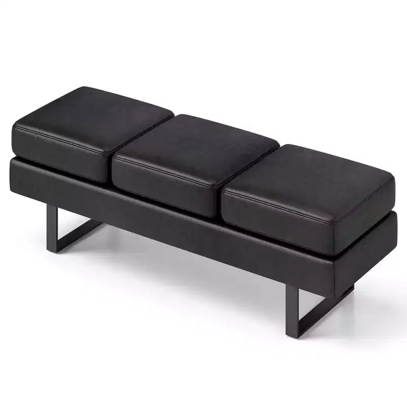 Banc pour salle d’attente avec pieds en métal et assise rembourrée, banc de réception noir/gris
