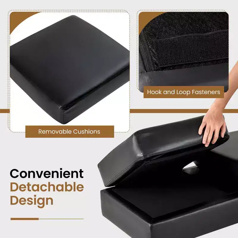 Banc pour salle d’attente avec pieds en métal et assise rembourrée, banc de réception noir/gris
