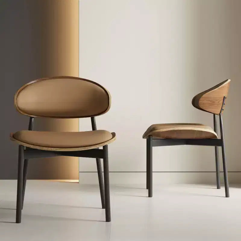 Juego de 2 sillas de comedor modernas de estilo de mediados de siglo, sillas de cocina y comedor de cuero sintético