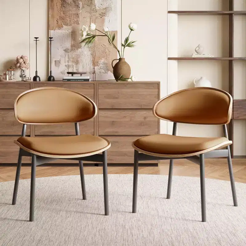 Juego de 2 sillas de comedor modernas de estilo de mediados de siglo, sillas de cocina y comedor de cuero sintético