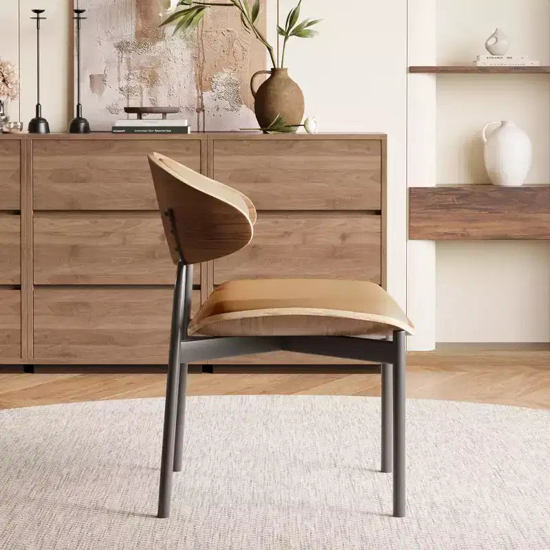 Juego de 2 sillas de comedor modernas de estilo de mediados de siglo, sillas de cocina y comedor de cuero sintético