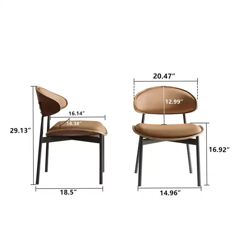 Juego de 2 sillas de comedor modernas de estilo de mediados de siglo, sillas de cocina y comedor de cuero sintético