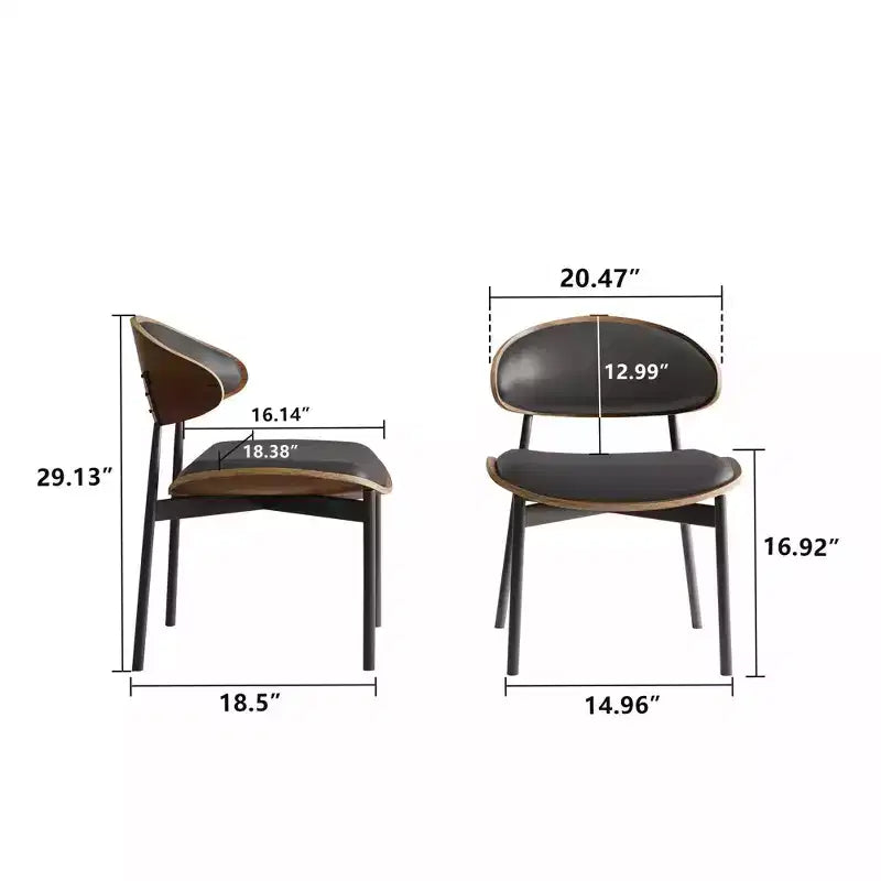 Juego de 2 sillas de comedor modernas de estilo de mediados de siglo, sillas de cocina y comedor de cuero sintético
