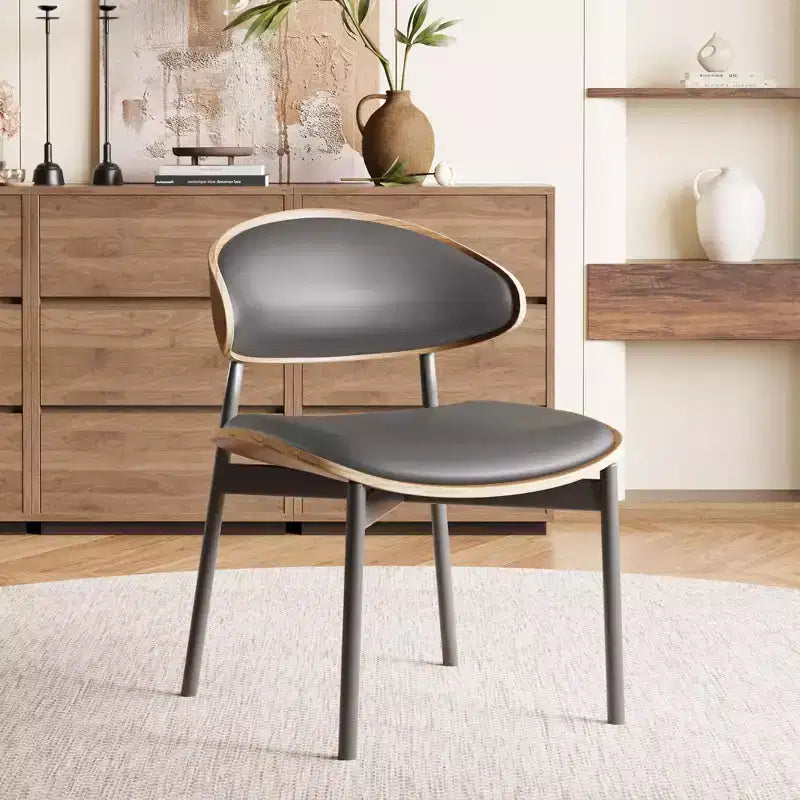 Juego de 2 sillas de comedor modernas de estilo de mediados de siglo, sillas de cocina y comedor de cuero sintético