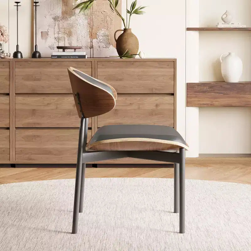 Juego de 2 sillas de comedor modernas de estilo de mediados de siglo, sillas de cocina y comedor de cuero sintético