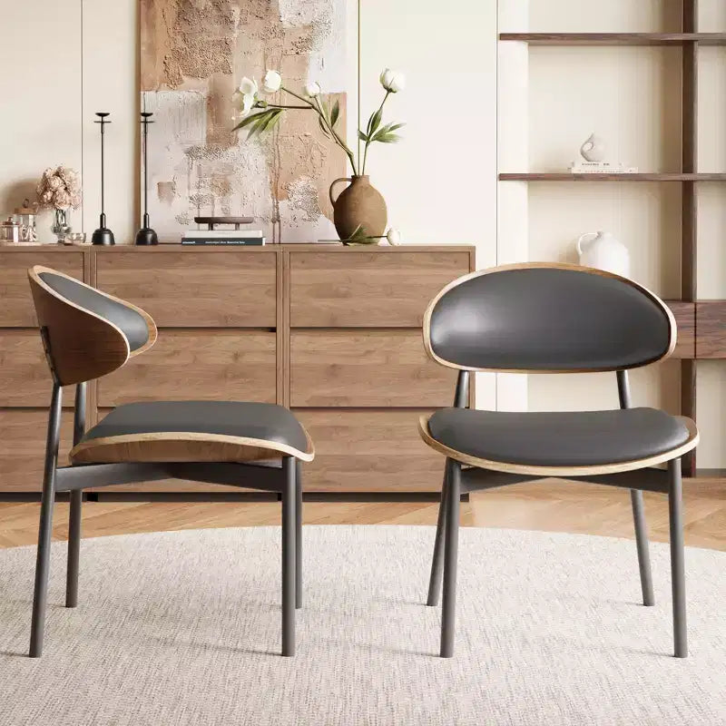 Juego de 2 sillas de comedor modernas de estilo de mediados de siglo, sillas de cocina y comedor de cuero sintético
