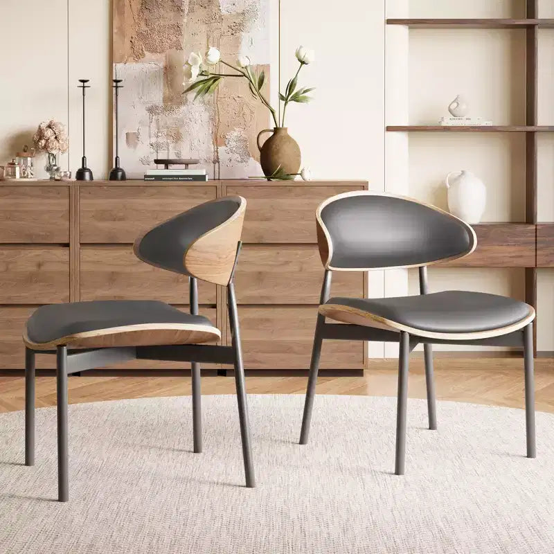 Juego de 2 sillas de comedor modernas de estilo de mediados de siglo, sillas de cocina y comedor de cuero sintético