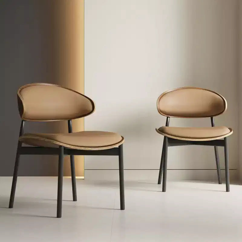 Juego de 2 sillas de comedor modernas de estilo de mediados de siglo, sillas de cocina y comedor de cuero sintético