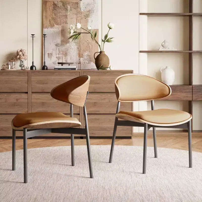 Juego de 2 sillas de comedor modernas de estilo de mediados de siglo, sillas de cocina y comedor de cuero sintético