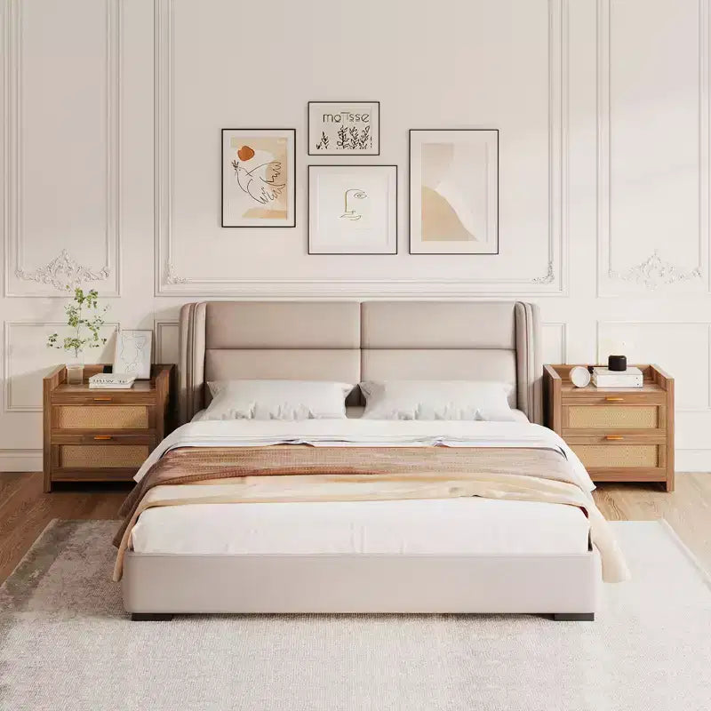 Nachttisch-Set, 2 Stück, moderne Nachttische mit 2 Schubladen aus PE-Rattan, Rattan-Nachttische für Schlafzimmer und Wohnzimmer