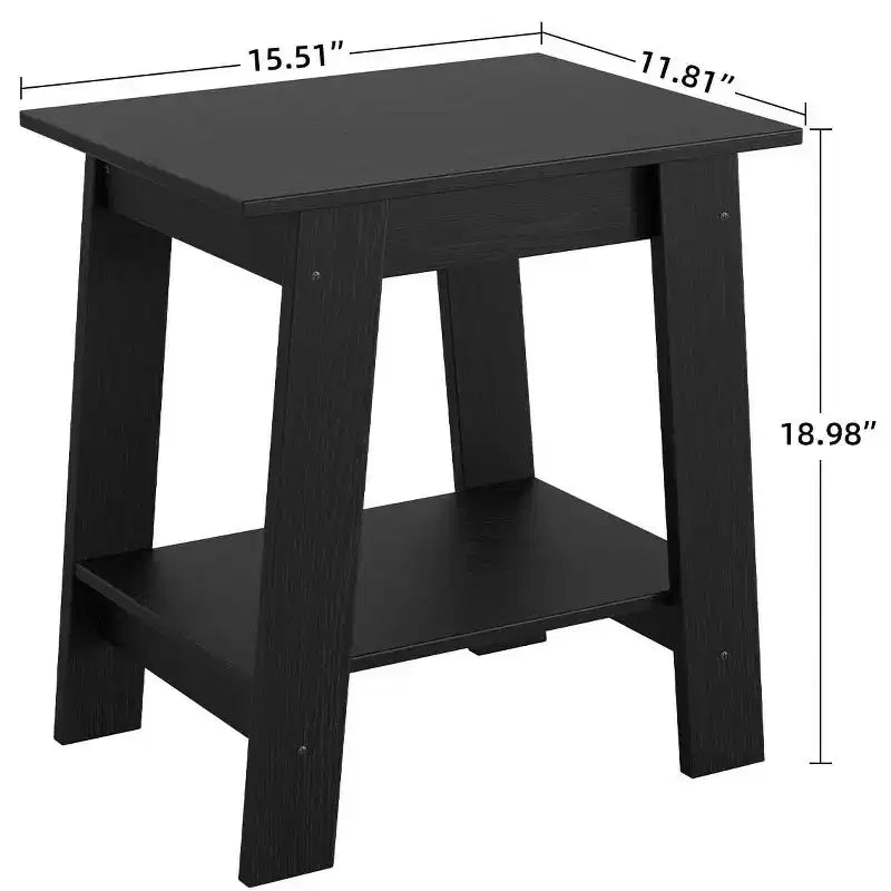 Mesa auxiliar rústica de estilo granja de 2 niveles con estante de almacenamiento, mesa de noche estrecha, mesa decorativa minimalista para sala de estar y dormitorio