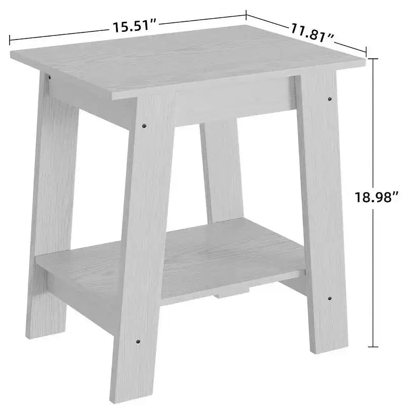 Mesa auxiliar rústica de estilo granja de 2 niveles con estante de almacenamiento, mesa de noche estrecha, mesa decorativa minimalista para sala de estar y dormitorio