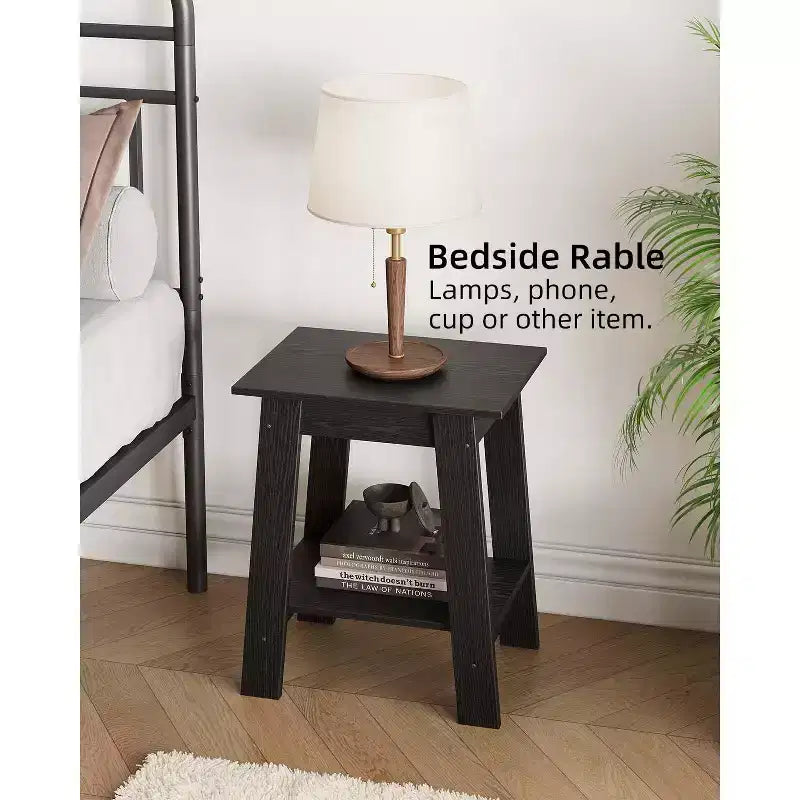 Mesa auxiliar rústica de estilo granja de 2 niveles con estante de almacenamiento, mesa de noche estrecha, mesa decorativa minimalista para sala de estar y dormitorio