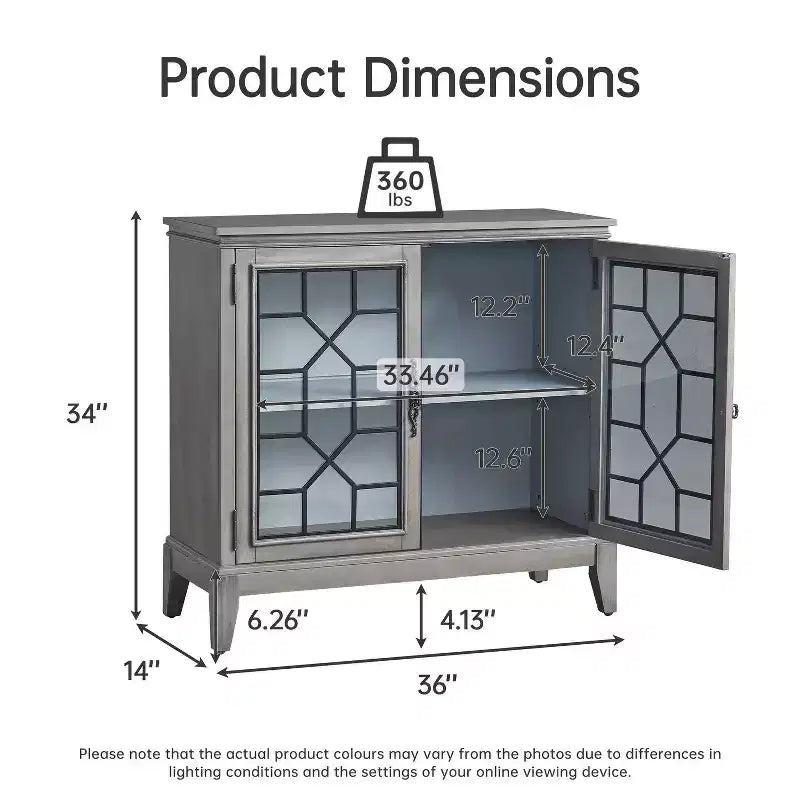 36 Zoll breiter Akzentschrank mit 2 Türen, Aufbewahrungsschrank im Vintage-Stil mit Beinen aus Massivholz
