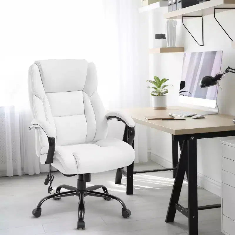 Fauteuil de bureau pour personnes de grande taille, capacité de 500 lbs, fauteuil de direction et chaise d’ordinateur avec soutien lombaire