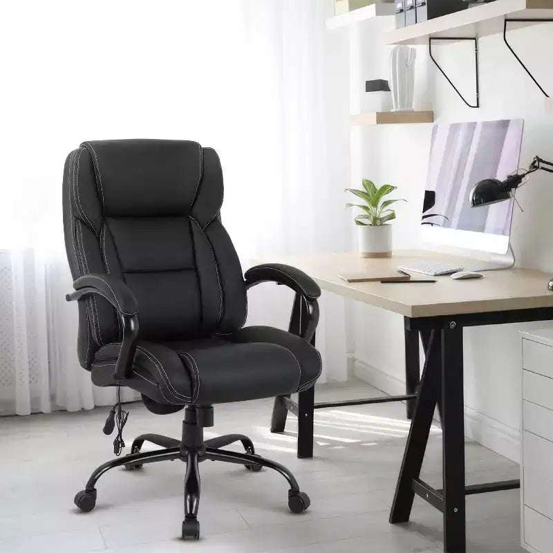 Fauteuil de bureau pour personnes de grande taille, capacité de 500 lbs, fauteuil de direction et chaise d’ordinateur avec soutien lombaire